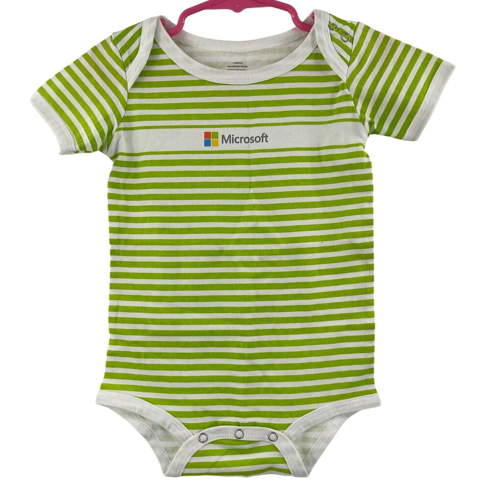 NEW MICROSOFT Baby 12 Months One Piece Outfit Organic Cotton NWOT Unisex Stripes